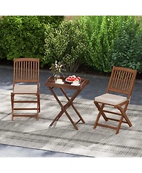 Solid Teak Wood Tray Table with Removable Tray Top for Patio and Garden