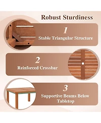 Patio Coffee Table with Umbrella Hole and Teak Oil Finish