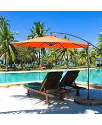 10 Feet Offset Umbrella with 8 Ribs Cantilever and Cross Base