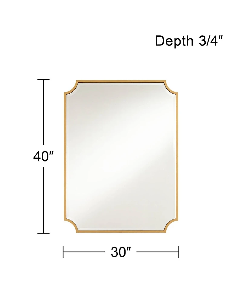 Noble Park Jacinda Rectangular Vanity Decorative Wall Mirror Modern Beveled Rounded Cut Edge Gold Frame 30" Wide for Bathroom Bedroom Living Room