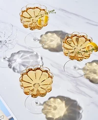 The Wine Savant Khen Vintage Wavy Flower Coupe Glasses, Set of 4