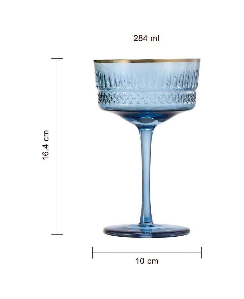 The Wine Savant Khen Pastel Muted Goblet Cocktail Glasses, Set of 4