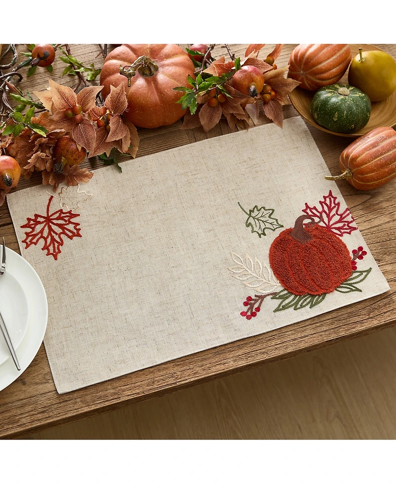 Elrene Cranston Embroidered Pumpkin Placemat, 13" x 19"