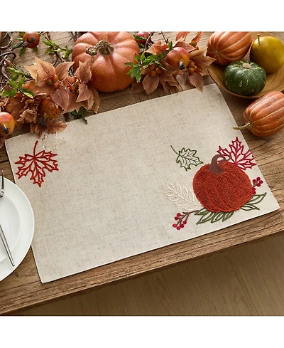 Elrene Cranston Embroidered Pumpkin Placemat, 13" x 19"