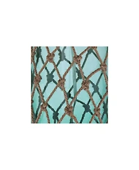 360 Lighting Nautical Accent Table Lamps 22.5" High Set of 2 Coastal Blue Green Rope Net Off White Drum Shade for Living Room Family Bedroom