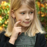 14K Gold Plated with Clear Cubic Zirconia Colored Enamel Hoop Earrings