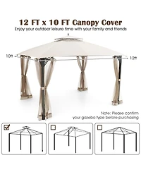 10 x 12 Feet Gazebo Replacement Top with Air Vent and Drainage Holes-Beige