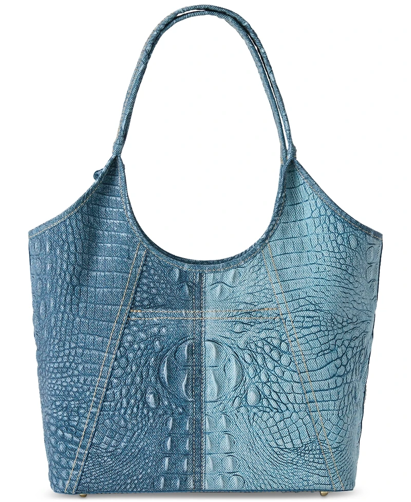 Brahmin Melora Denim Secour Large Leather Tote