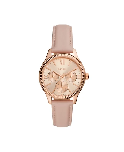 Fossil Women's Rye Multifunction Pink Leather Watch, 36mm