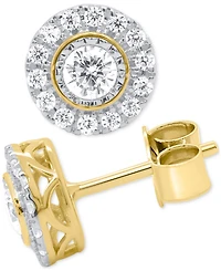 Forever Grown Diamonds 2-Pc. Set Lab Diamond Halo Pendant Necklace & Matching Stud Earrings (1 ct. t.w.) Sterling Silver or 14k Gold-Plated S