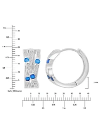 Blue Cubic Zirconia Pave Three-Row Overlapped Huggie Earrings in Sterling Silver
