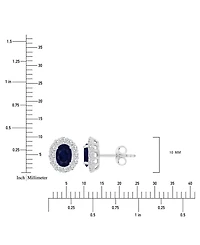 Cubic Zirconia Green Stone Oval Halo Stud Earrings Sterling Silver
