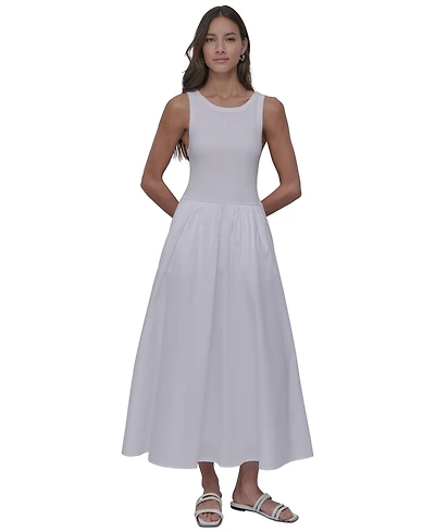 Dkny Jeans Women's Mixed-Media Tank Dress - WHT