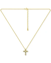 Giani Bernini Cubic Zirconia Cross Pendant Necklace (1/2 c.t. t.w.) 18k Gold Over Sterling Silver, 16" + 2" extender, Exclusively at Macy's