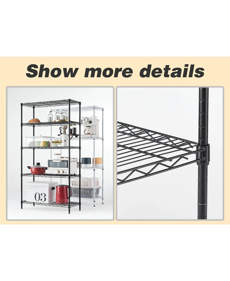 Wire Shelving Metal Storage Rack Adjustable Shelves, Standing Storage Shelf Units for Laundry Bathroom Kitchen Pantry Closet(White, 42L x 18W x 71H