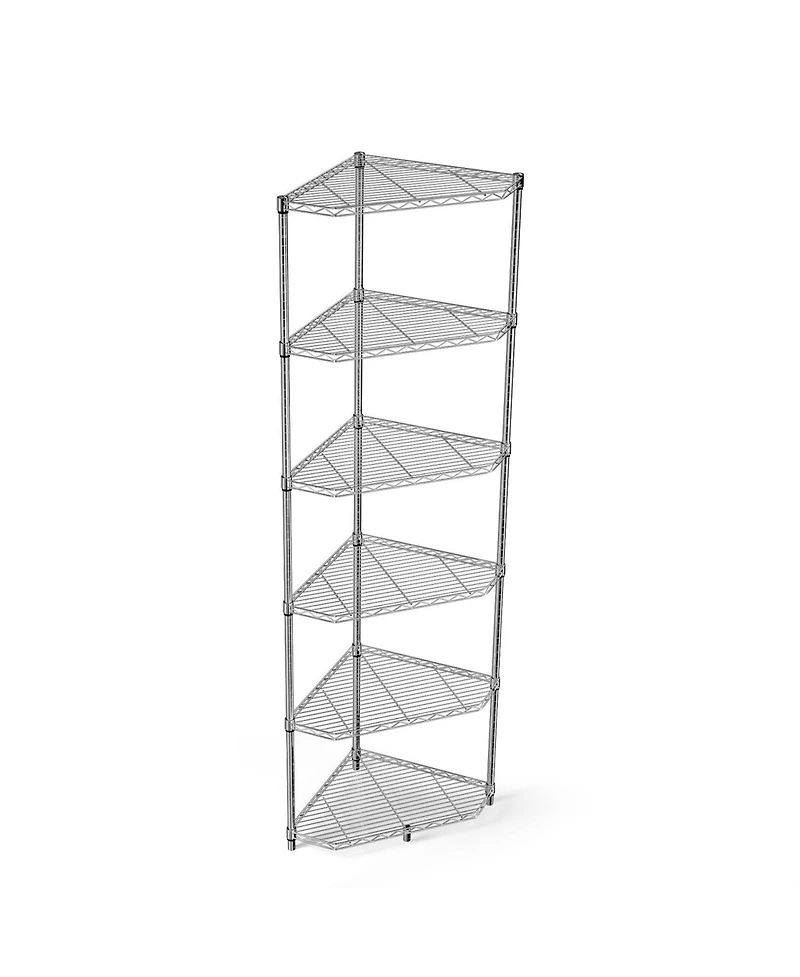 6 Tier Shelf Corner Wire Shelf Rack Pentagonal Shelves Adjustable Metal Heavy Duty Free Standing Corner Storage Display Chrome Rack for Bathroom, Livi