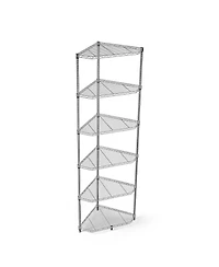 6 Tier Shelf Corner Wire Shelf Rack Pentagonal Shelves Adjustable Metal Heavy Duty Free Standing Corner Storage Display Chrome Rack for Bathroom, Livi