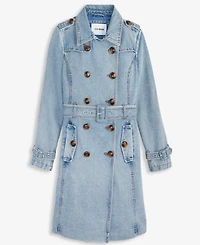Steve Madden Women's Double-Breasted Denim Trench Coat