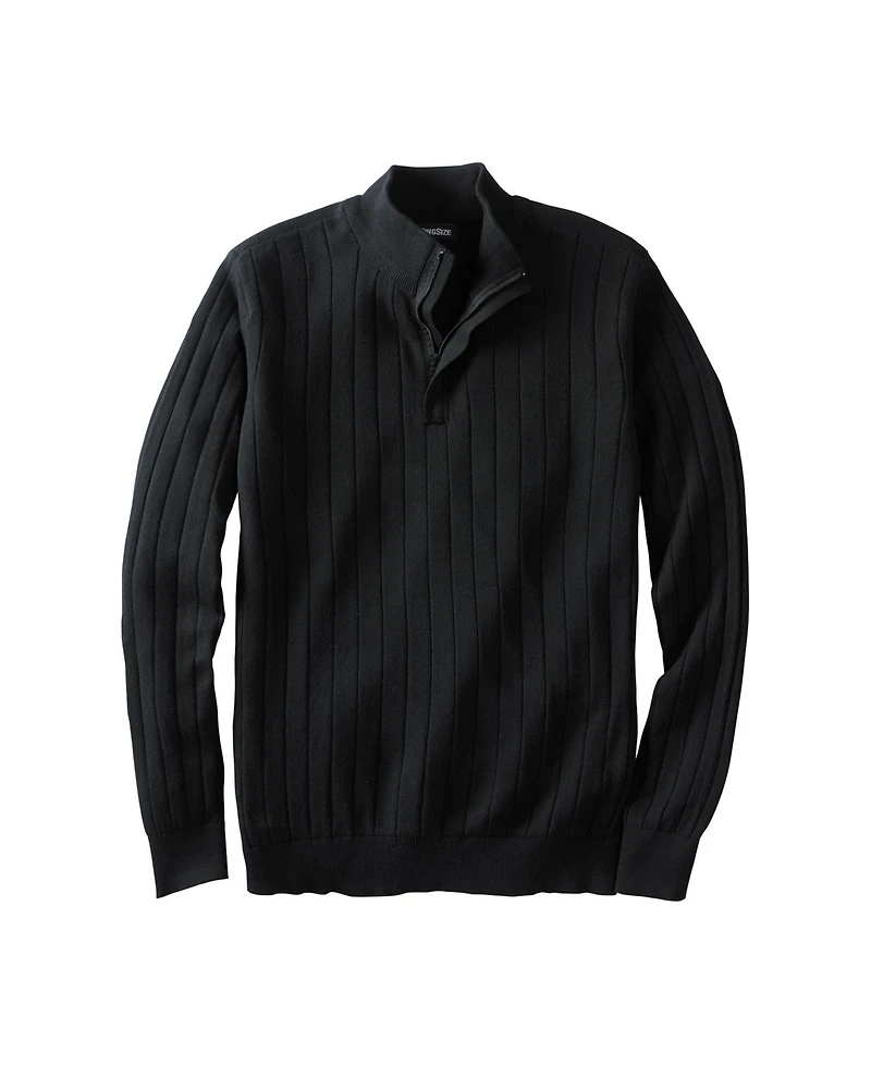 KingSize Men's Quarter Zip Mock Neck Lightweight Sweater