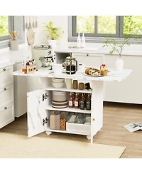 Streamdale Folding Dining Table with Storage and Cabinet, Multipurpose Space Saver