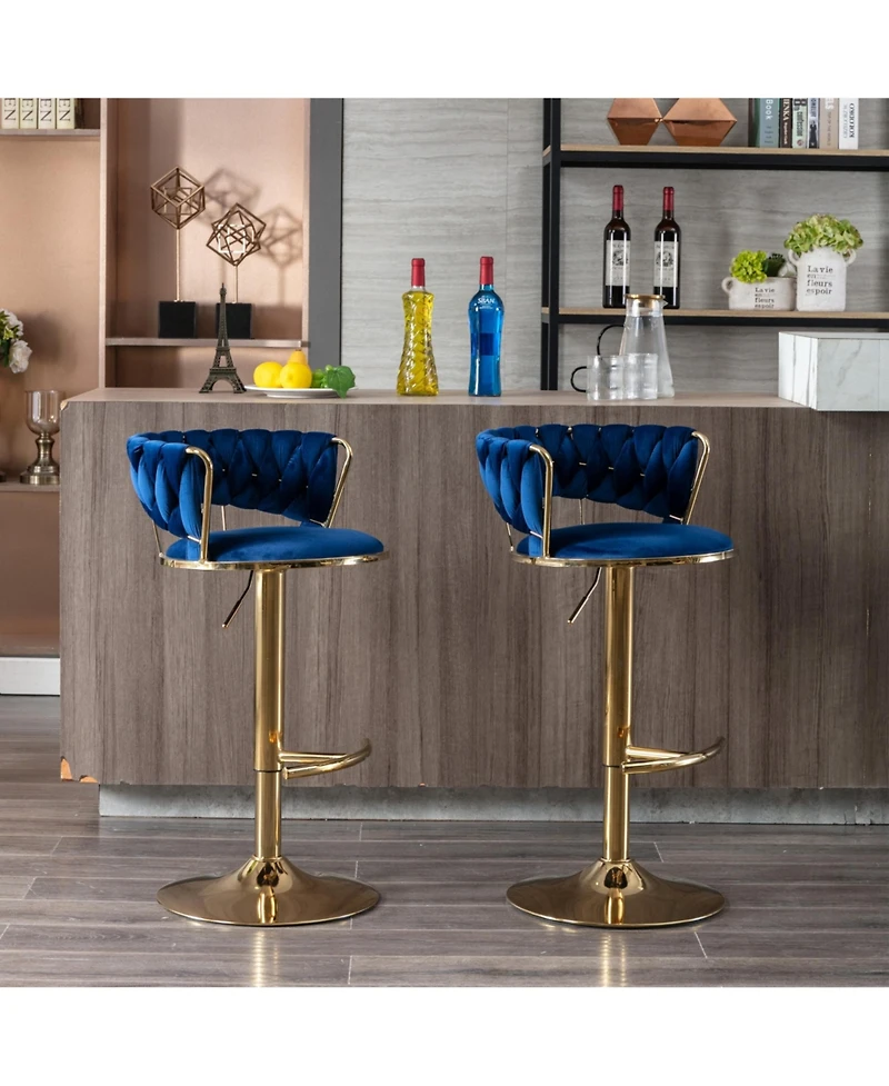 Streamdale Adjustable Height Bar Stools with Chrome Accents (Set of 2)