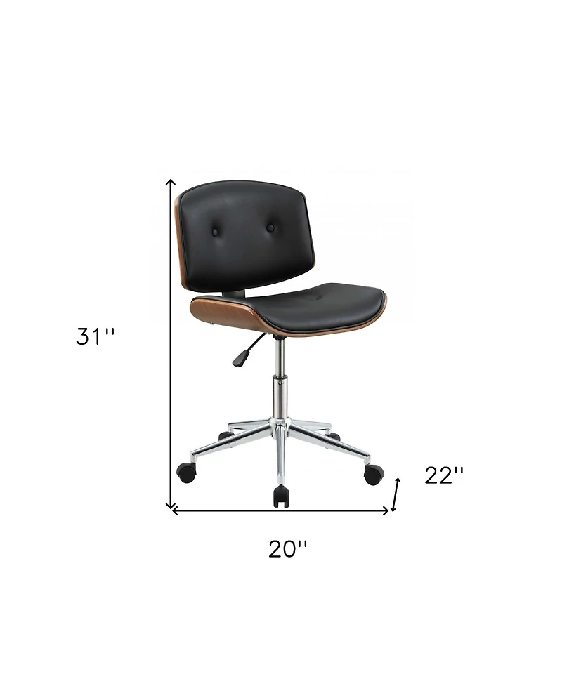Swivel Adjustable Task Chair with Tufted Faux Leather Seat and Sturdy Steel Frame
