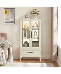 Streamdale Lighted Glass Curio Cabinet with Bulbs
