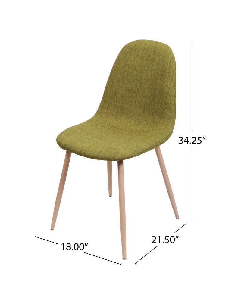 Streamdale Two Green Fabric Dining Chairs with Light Walnut Iron Legs
