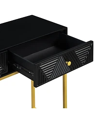 Streamdale Modern Sleek Console Table Two Drawers with Stripe Design for Living Room and Entryway