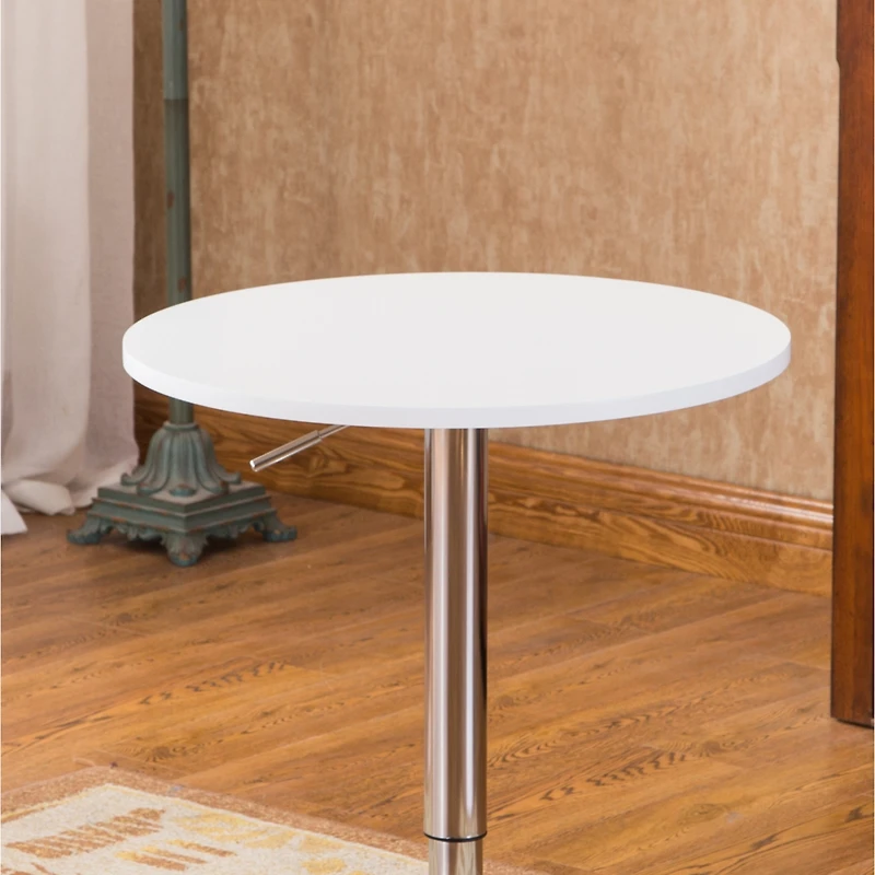 Streamdale Furniture Adjustable Wood and Metal Bar Table in White