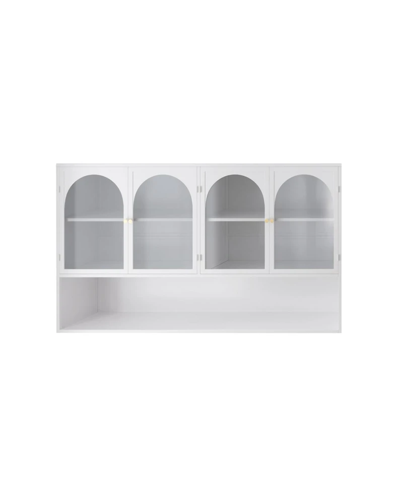 Streamdale 47" 4-Door Glass Wall Cabinet, White