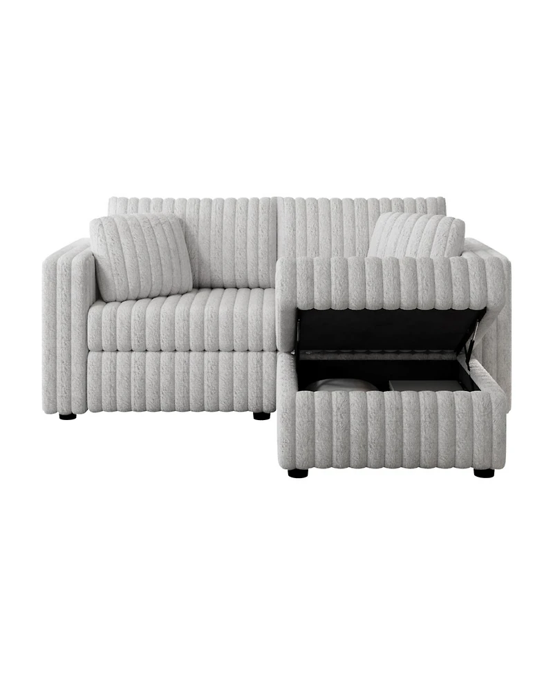 Streamdale 75.6" Modular Sofa w/ Lift & Ottoman. Light Gray.