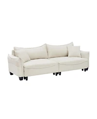Streamdale Furniture Beige Corduroy Sofa Bed with Pillows for Living Room