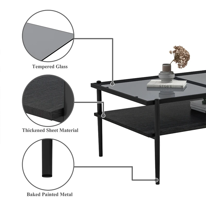 Streamdale Modern 3-Piece Glass Coffee and End Table Set (Gray)