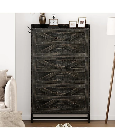 Streamdale Shoe Cabinet, Entry Home Shoe Cabinet, Entrance Balcony Storage Cabinet, Large Capacity Shoe Rack, Grey