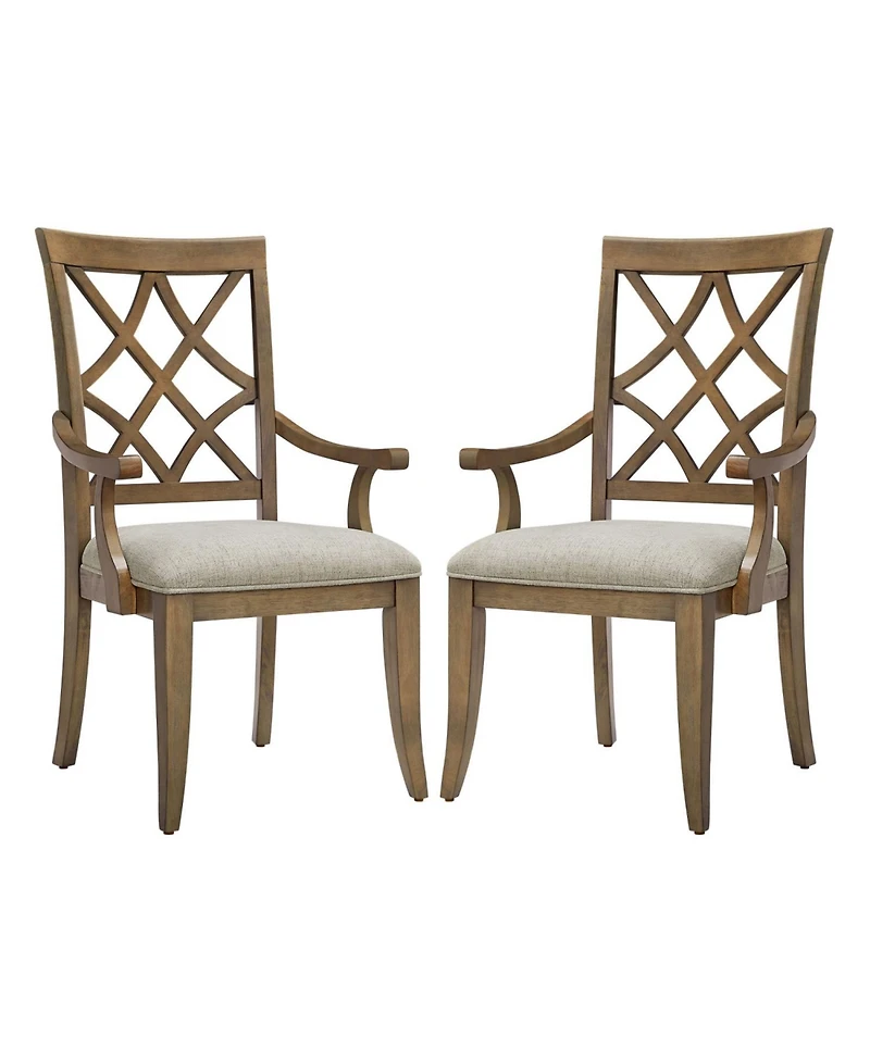 Streamdale Retro Upholstered Arm Dining Chairs (Set of 2)