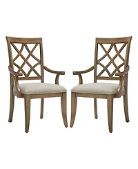 Streamdale Retro Upholstered Arm Dining Chairs (Set of 2)