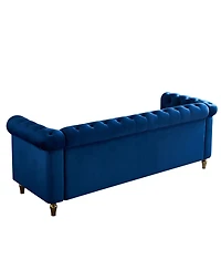 Streamdale Chesterfield Velvet Sofa 84.65 inch for Living Room Blue Color