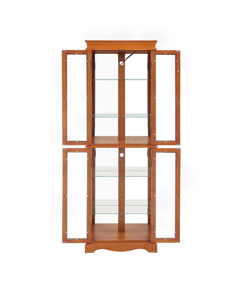 Streamdale Lighted Glass Display Cabinet, Wood Frame