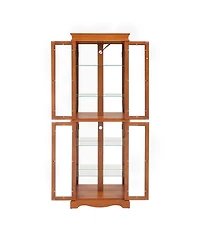 Streamdale Lighted Glass Display Cabinet, Wood Frame