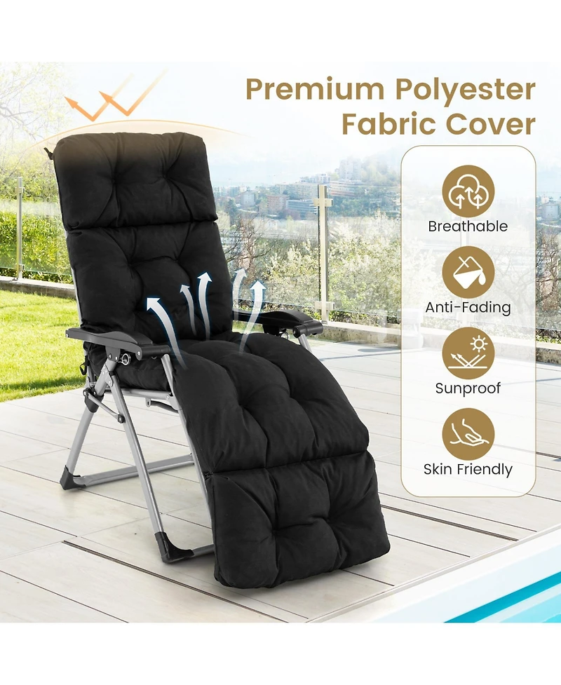 Outdoor Lounge Chaise Cushion with String Ties for Garden Poolside