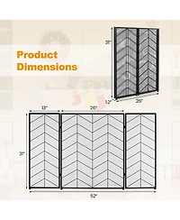 52 x 31 Inch Fireplace Screen with Chevron Herringbone Pattern