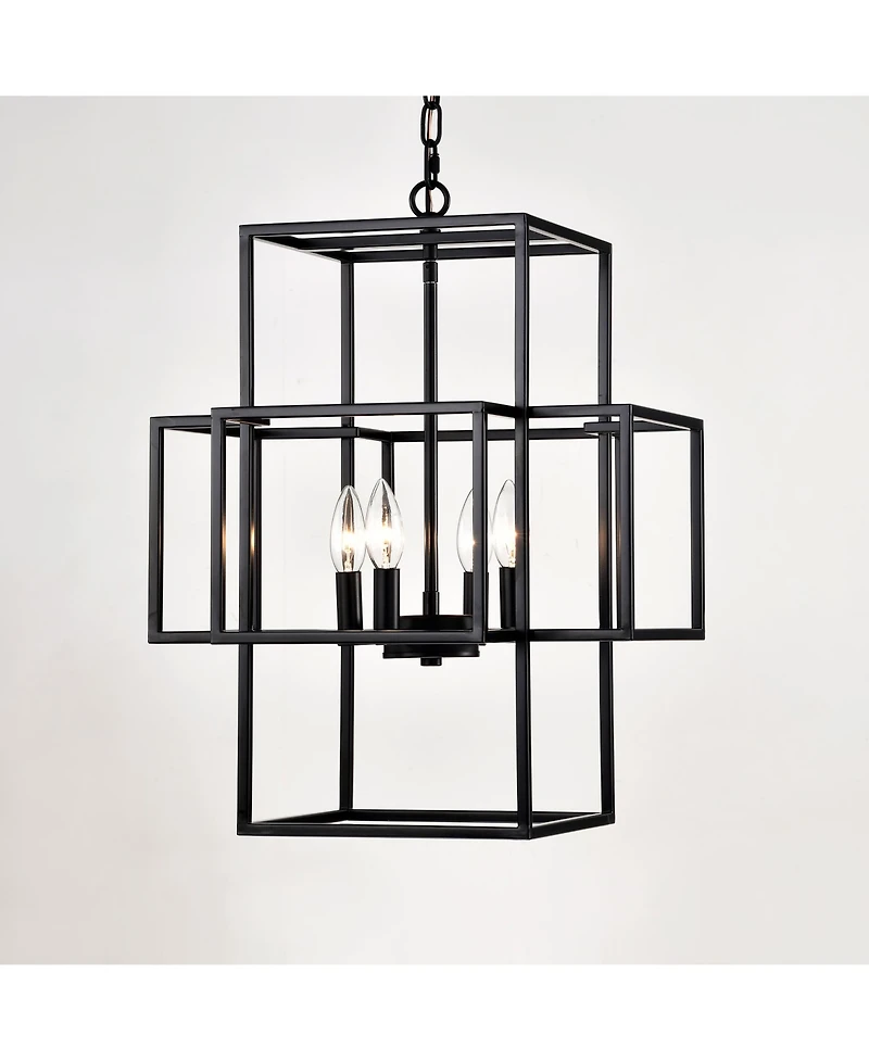 Streamdale Matte Black 4-Light Adjustable Pendant Light for Dining Room, Farmhouse Style