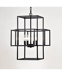 Streamdale Matte Black 4-Light Adjustable Pendant Light for Dining Room, Farmhouse Style