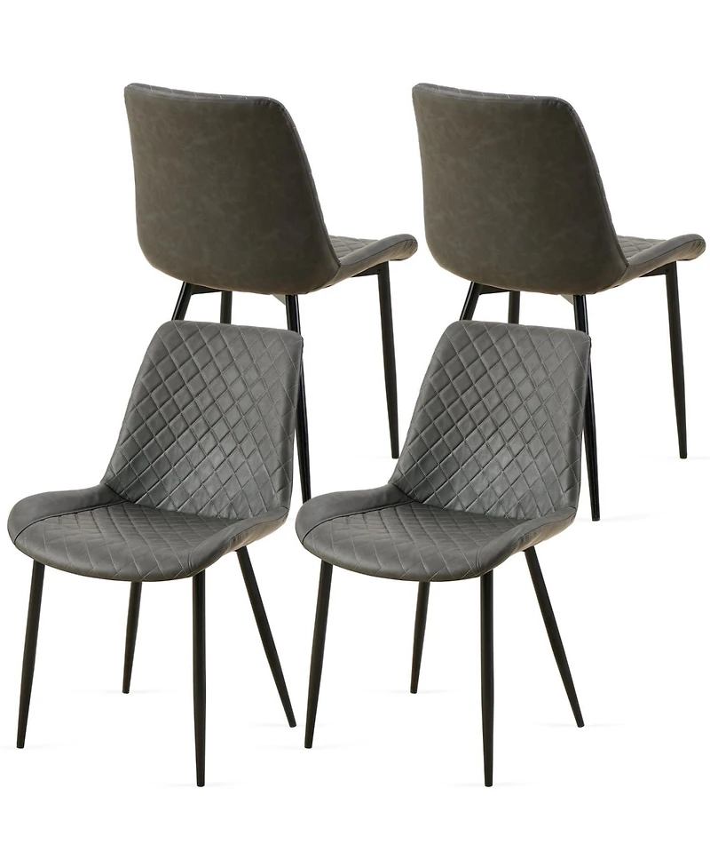 Streamdale Mid-Century Leathaire Dining Chairs (Set of 4)