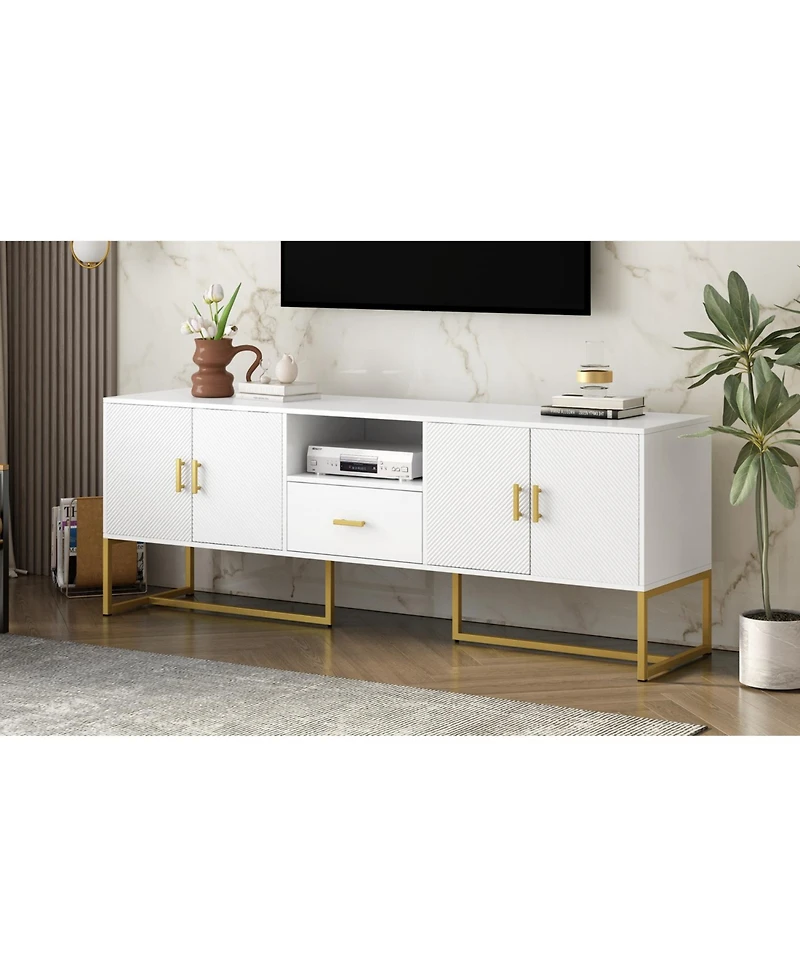 Streamdale Modern Tv Stand for TVs up to 70", with Drawer, Cabinets, Metal Legs, and Safety Features