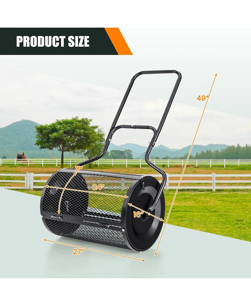 24-Inch Peat Moss Spreader with Upgrade Side Latches and U-shape Handle