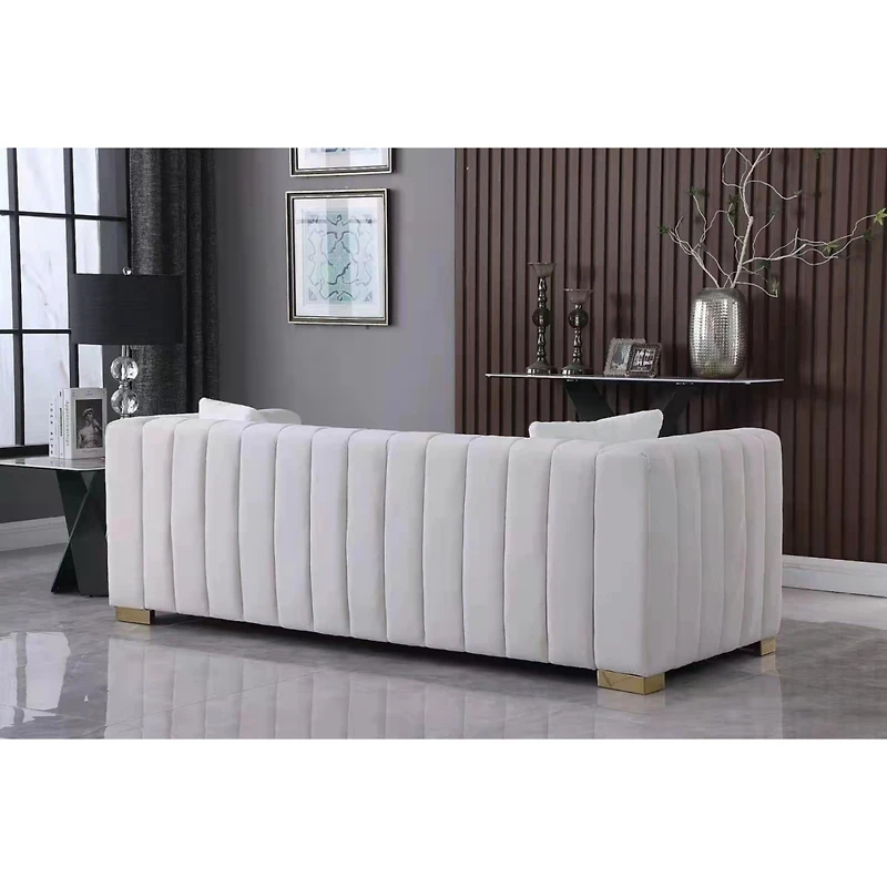 Streamdale Modern Chesterfield Sofa, White, 3-Seater