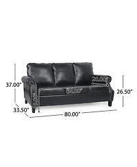 Streamdale Contemporary Faux Leather Upholstered Sofa with Nailhead Accents
