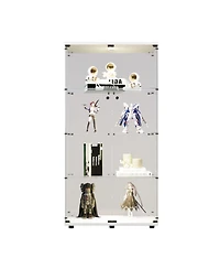 Streamdale Led Glass Display Cabinet with 4 Shelves and Door, 64.7" x 31.7" x 14.3